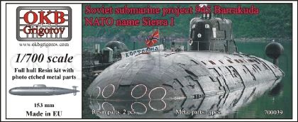 1/700 Soviet submarine project 945 Barrakuda (NATO name Sierra I)